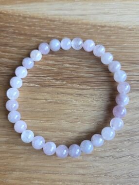 Rose Quartz Beaded Stretch Bracelet - Pink, Handcrafted